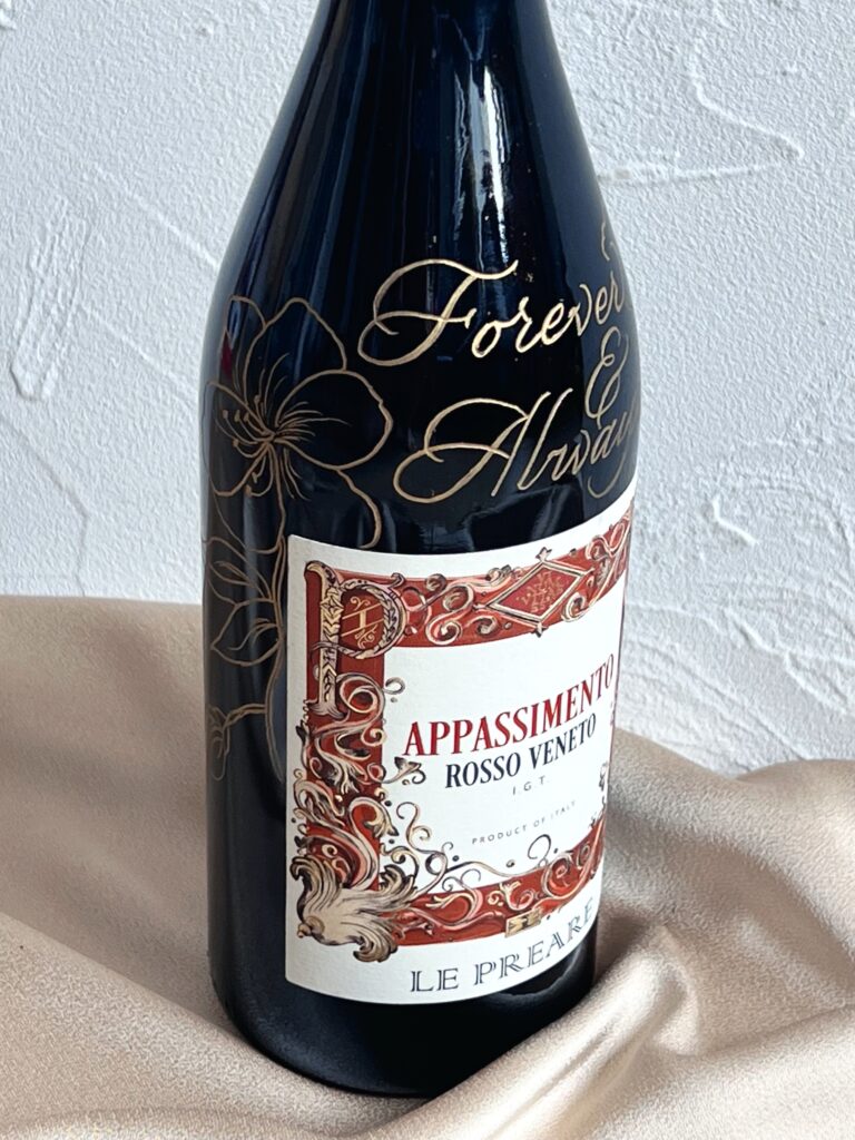 bottle engraving on wine bottle