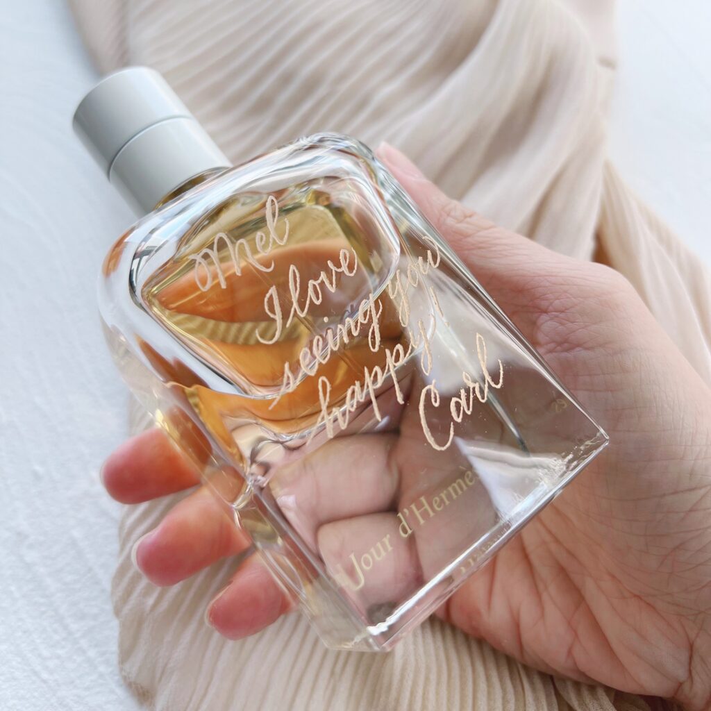 hand engraving on hermes perfume